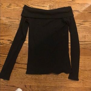 black off-the-shoulder sweater